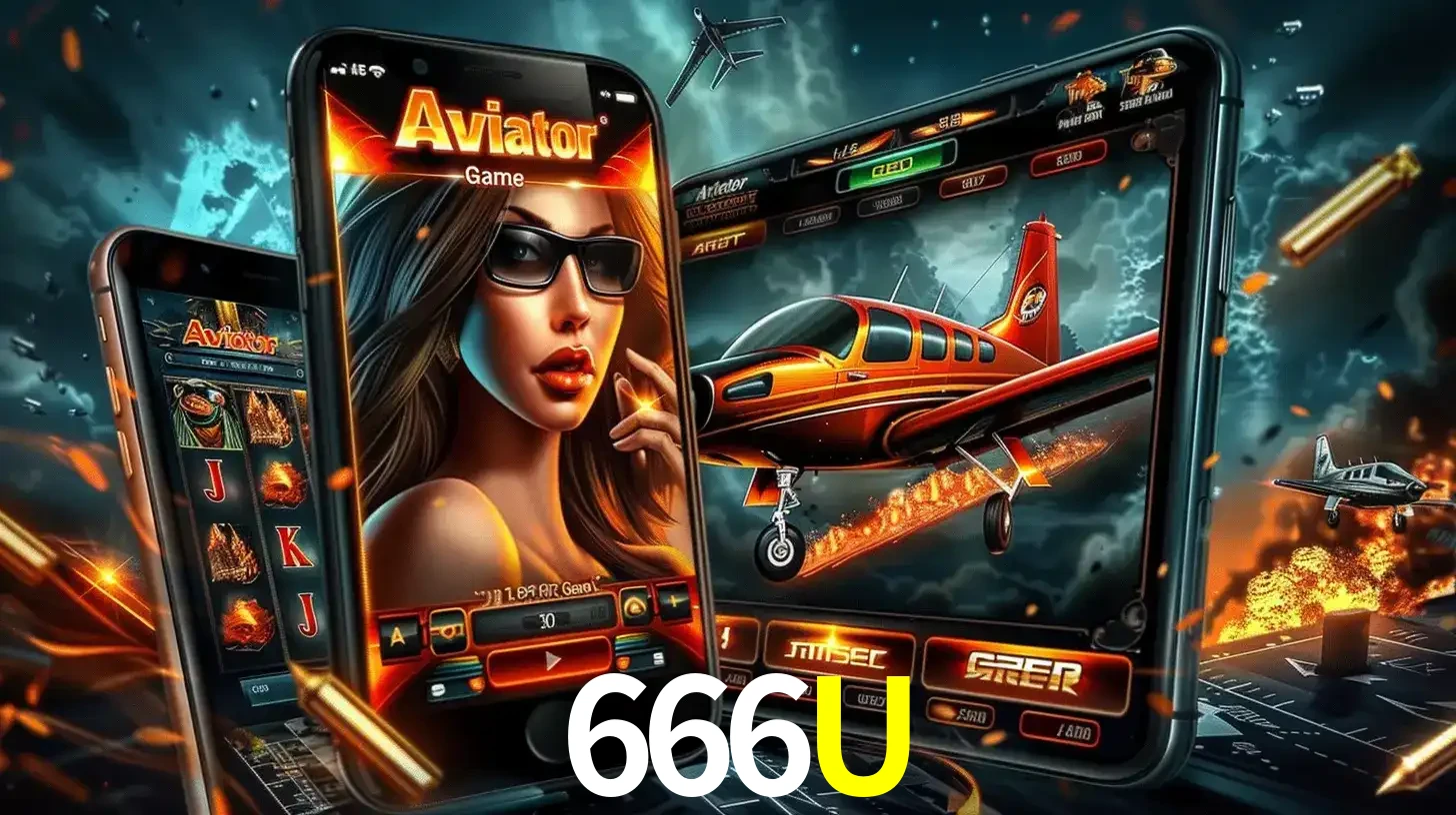 O popular jogo de apostas Aviator exibido em vários celulares e tablets, mostrando a interface emocionante e a ação de voo disponíveis para jogar agora no 666U.