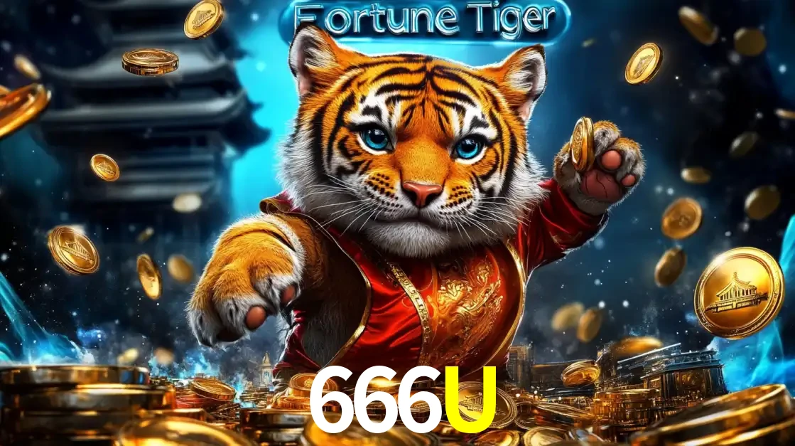 Imagem promocional do jogo de slot Fortune Tiger, com um tigre majestoso em traje tradicional cercado por uma fortuna em moedas de ouro, disponível agora no cassino 666U.